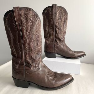 Dan Post Boots Men's 8.5 W Brown Leather Sabine Mexico Cowboy Western Round Toe